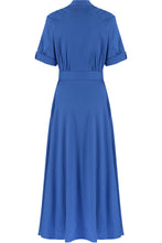 Load image into Gallery viewer, Blue-wrap-dress-maxi-back