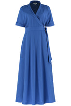 Load image into Gallery viewer, Blue-wrap-dress-maxi-front 