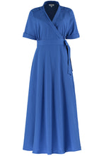 Load image into Gallery viewer, Blue-wrap-dress-maxi-front