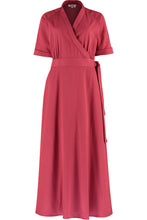 Load image into Gallery viewer, Red-wrap-maxi-dress front