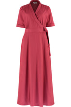 Load image into Gallery viewer, Red-wrap-maxi-dress front