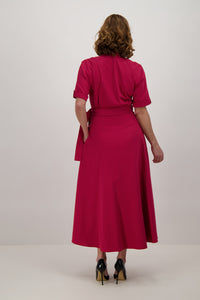Model-wearing-Red-wrap-maxi-dress-back