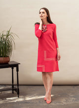 Load image into Gallery viewer, Red midi dress in organic cotton jersey
