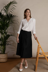 Black midi skirt organic cotton